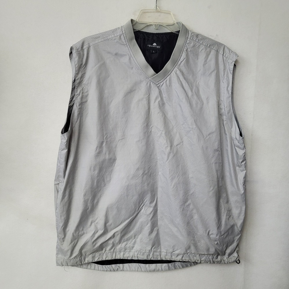 The Weather Company Vest Mens‎ L Gray Sleeveless Pullover V-Neck Pockets Golf